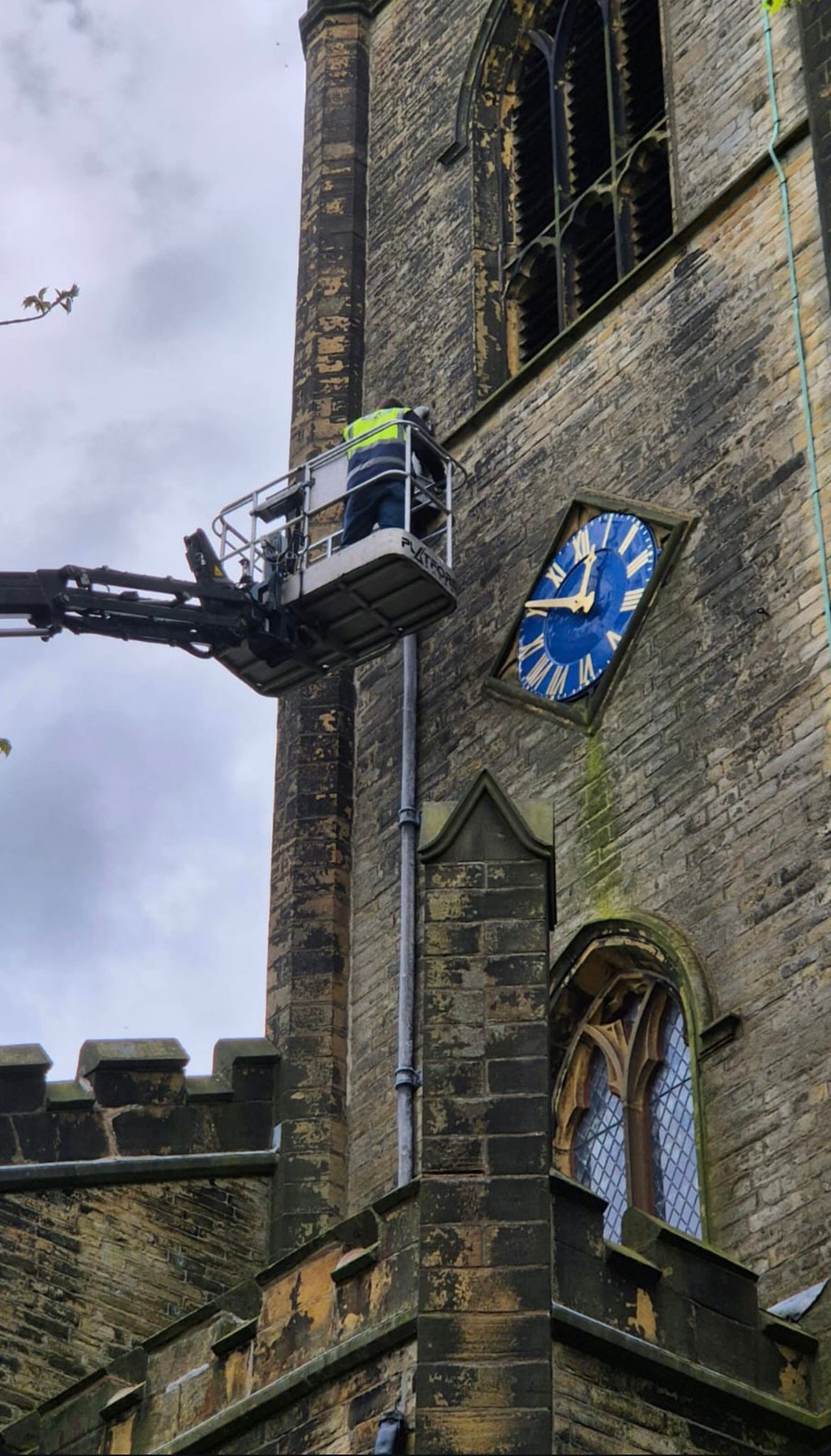 Ratcliffe operative on cherry picker carrying out maintenance work